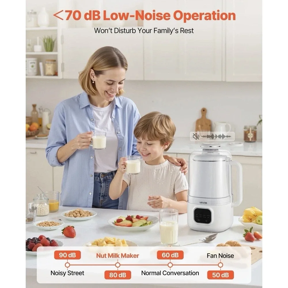 VEVOR 8-in-1 Nut Milk Maker 34 oz Soy Milk Maker 200W Blender Oat Nut Soy Juice
